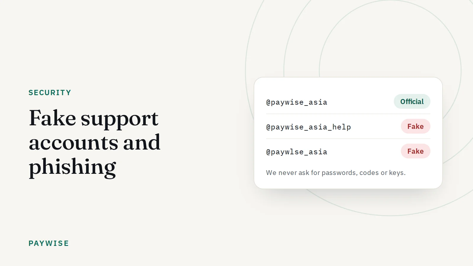 Fake "PAYWISE support" accounts and phishing: how to stay safe
