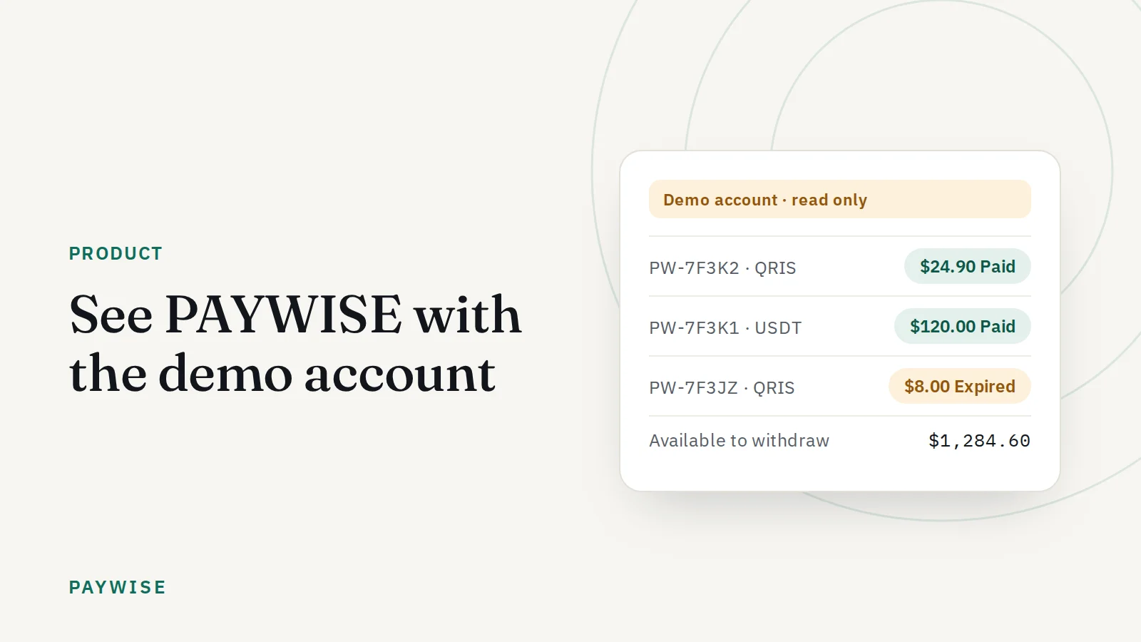Lihat isi PAYWISE lewat akun demo
